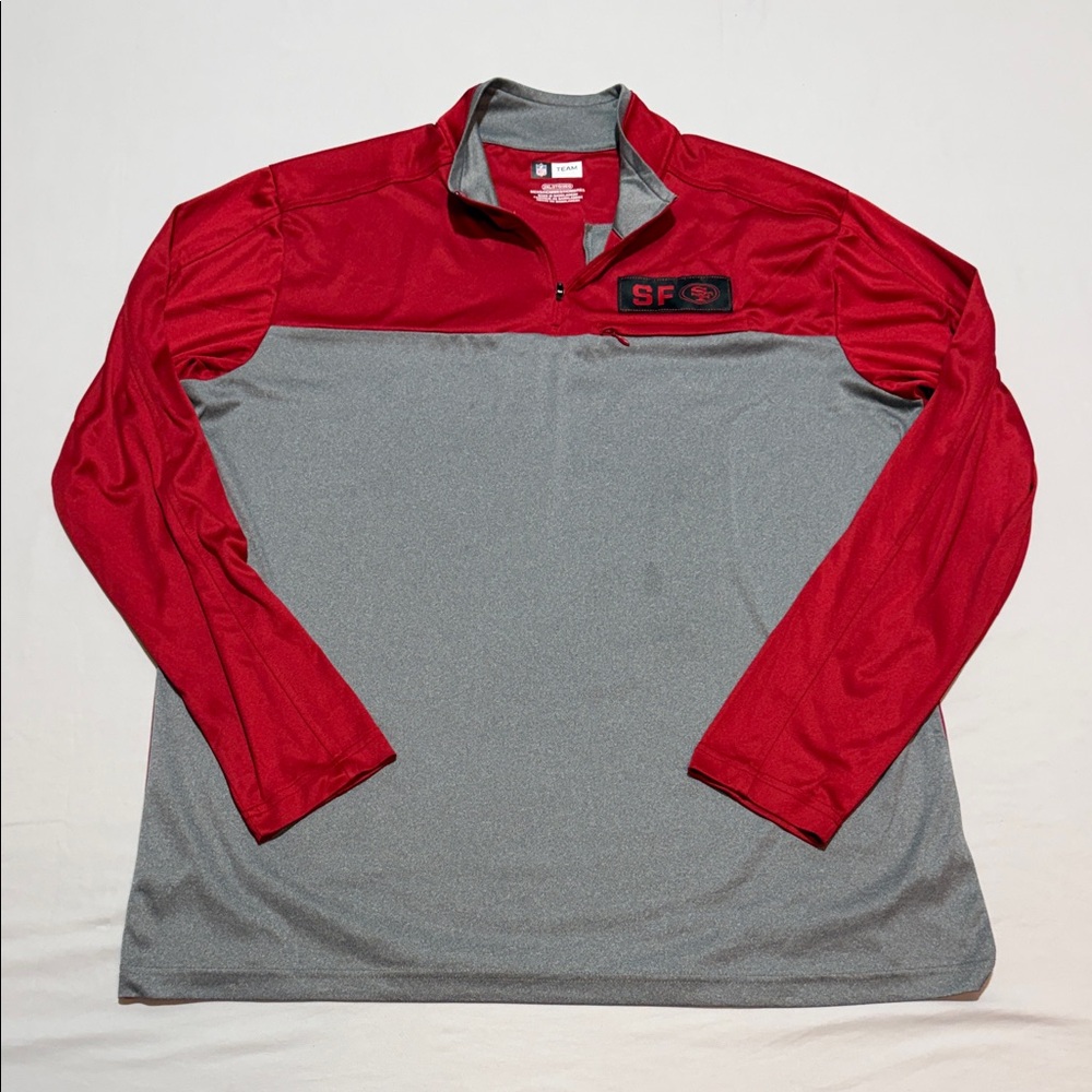 Men’s NFL Team SF 49ers Red & Gray Quarter-Zip Lightweight Pullover Size 2XL